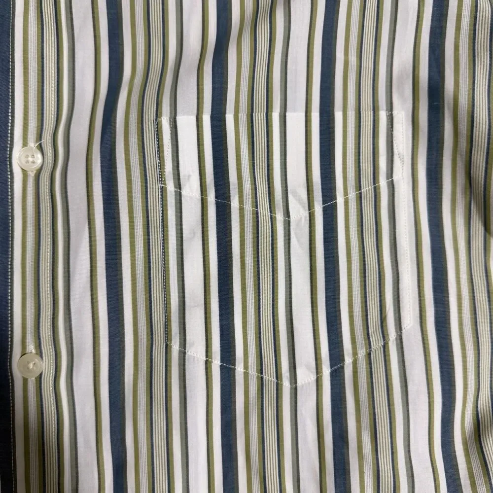 J.Crew L White Multicolor Striped Button Up Shirt Preppy Coastal